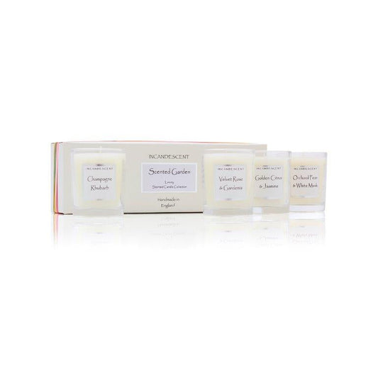 SCENTED GARDEN mini candle gift set. 4 x 70g