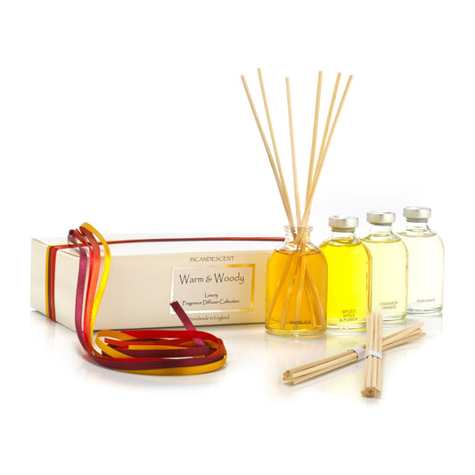 WARM & WOODY mini diffuser gift set. 4 x 50ml